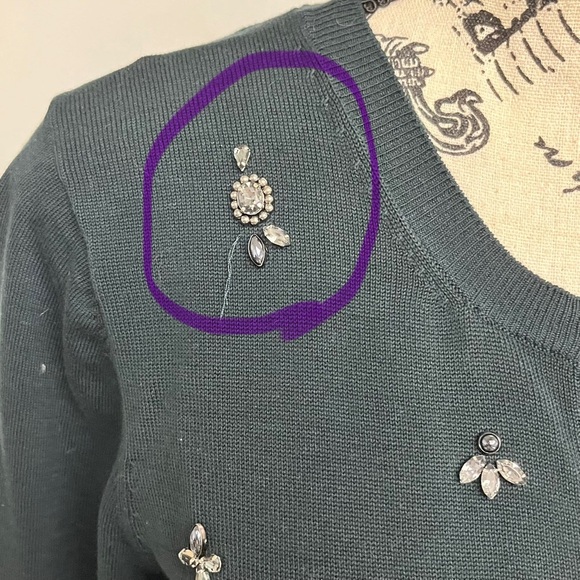 LOFT Black Embellished Button Front Cardigan Sweater Women’s Size [M] - Picture 11 of 11